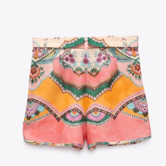 Zara linen blend printed shorts🏷💗💚 - Picture 7 of 9